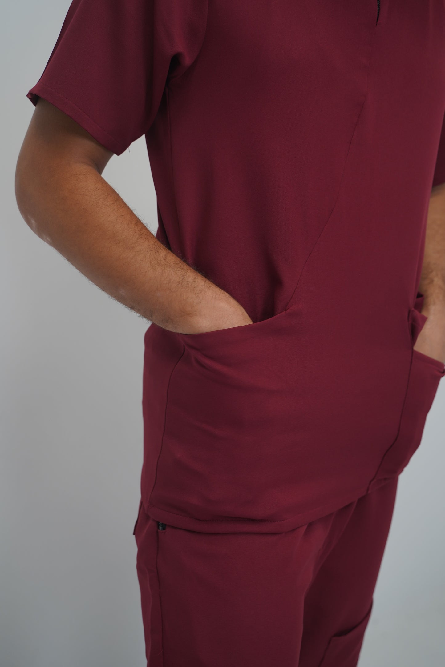 unparalleled scrub in light burgundy