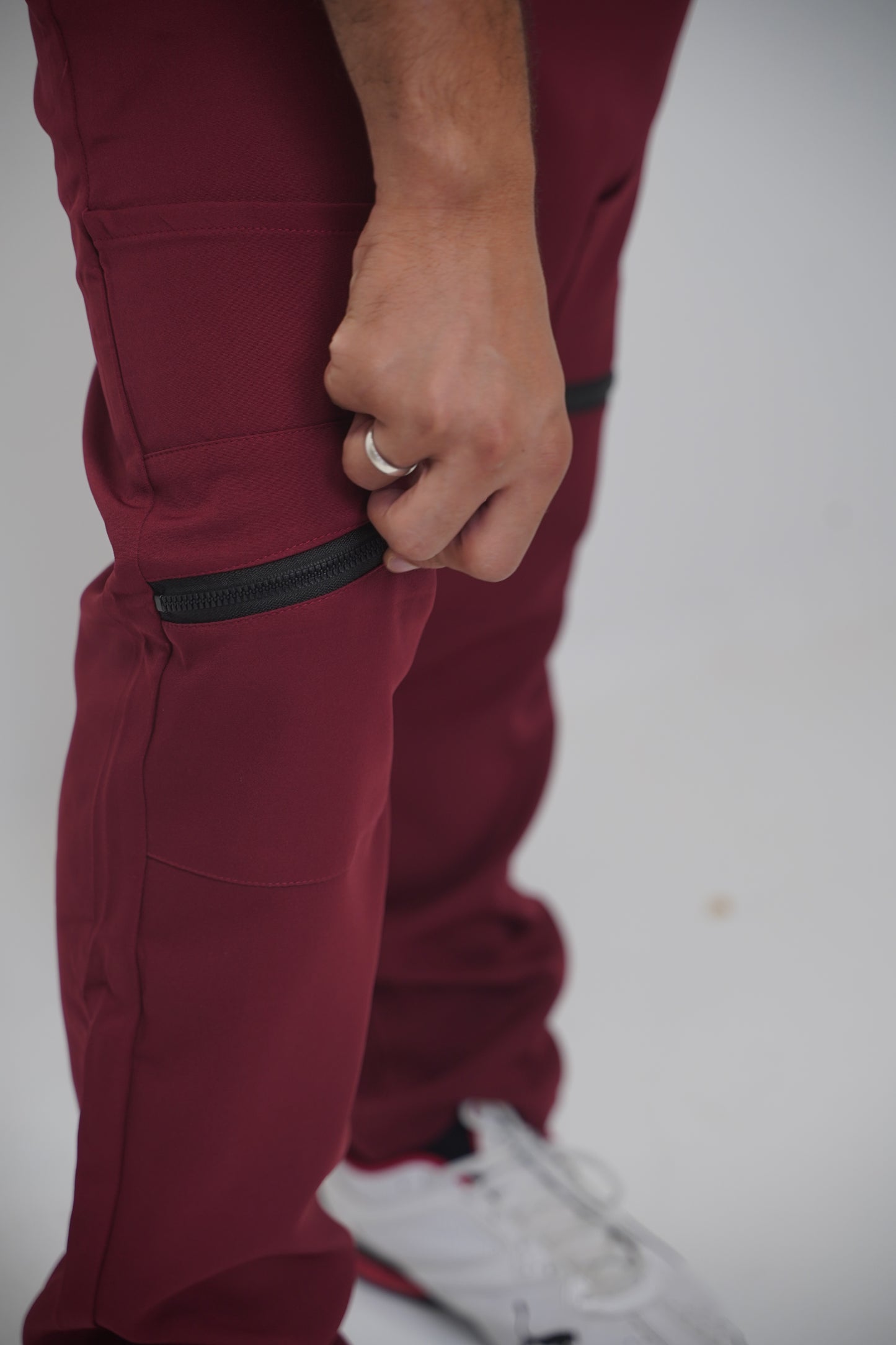unparalleled scrub in light burgundy