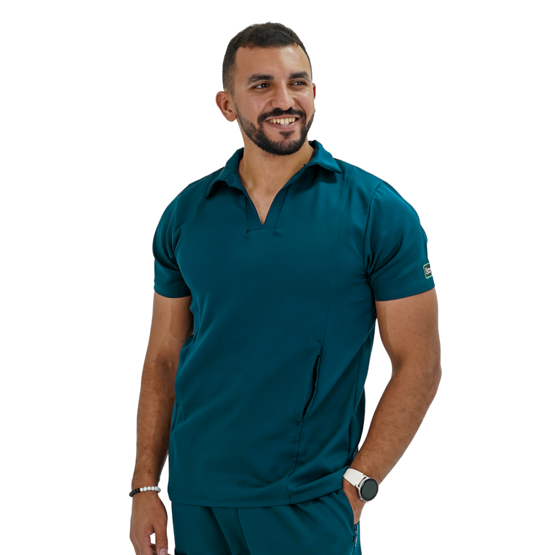 Elite scrub in petrol blue